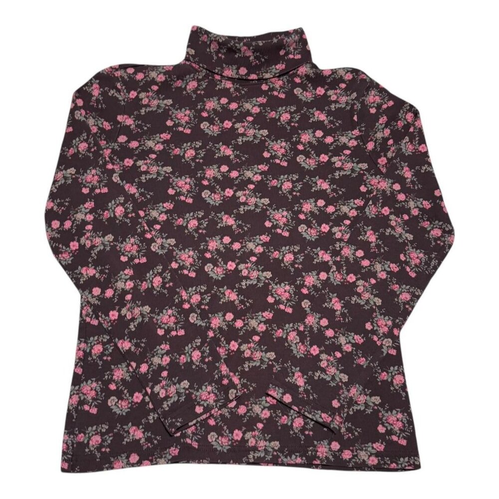 Vintage L.L. Bean 100% Cotton Floral AOP Mock Neck‎ Long Sleeve Shirt Women’s M